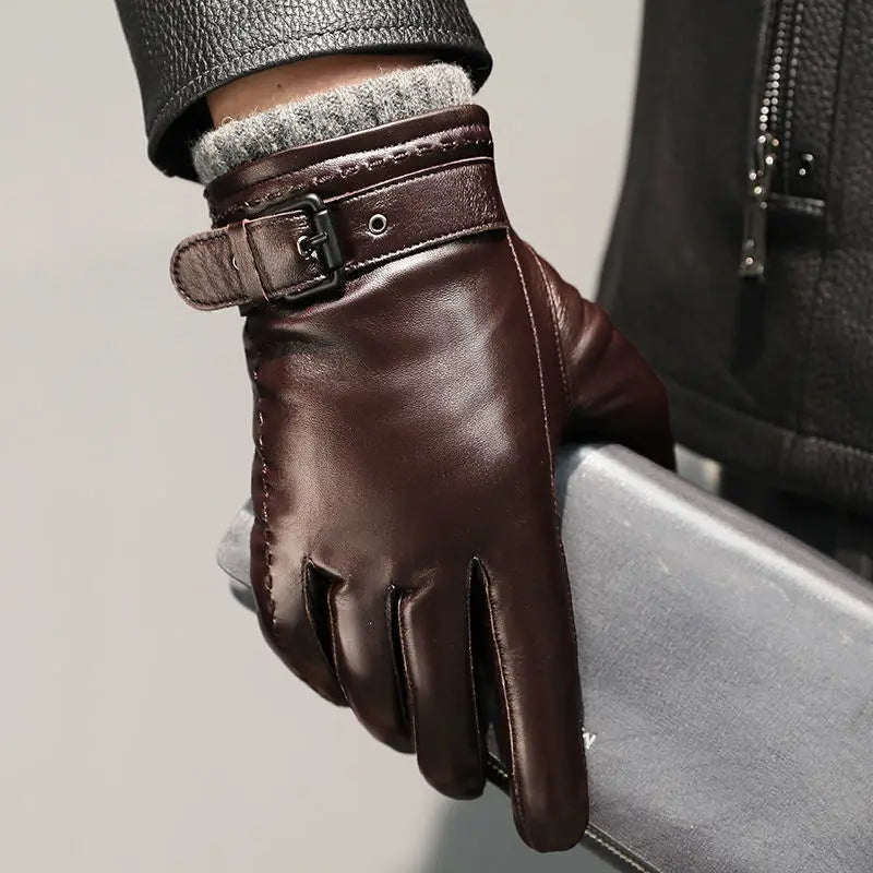 Gants en Cuir Véritable Homme – Gants Hiver Chauds Tactiles pour Conduite et Moto