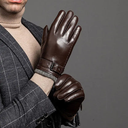 Gants en Cuir Véritable Homme – Gants Hiver Chauds Tactiles pour Conduite et Moto