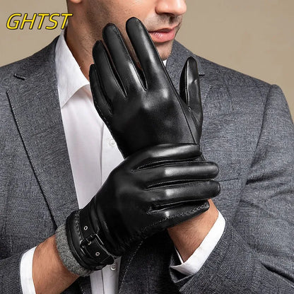 Gants en Cuir Véritable Homme – Gants Hiver Chauds Tactiles pour Conduite et Moto