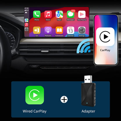 Adaptateur CarPlay Sans Fil 2-en-1 – Transforme CarPlay Filaire en CarPlay Wireless (iPhone)