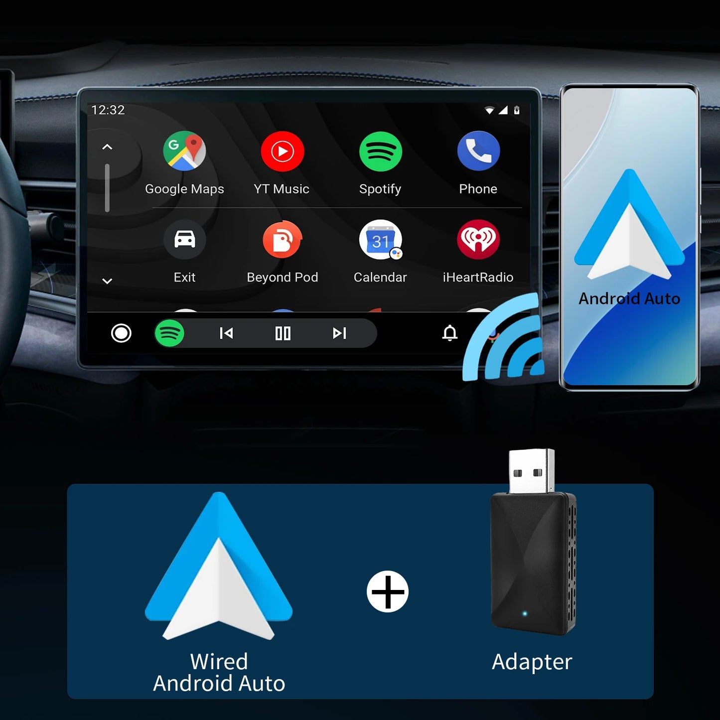 Adaptateur CarPlay Sans Fil 2-en-1 – Transforme CarPlay Filaire en CarPlay Wireless (iPhone)