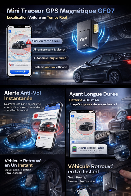 Traceur GPS Magnétique GF07 – Localisateur Discret pour Véhicule