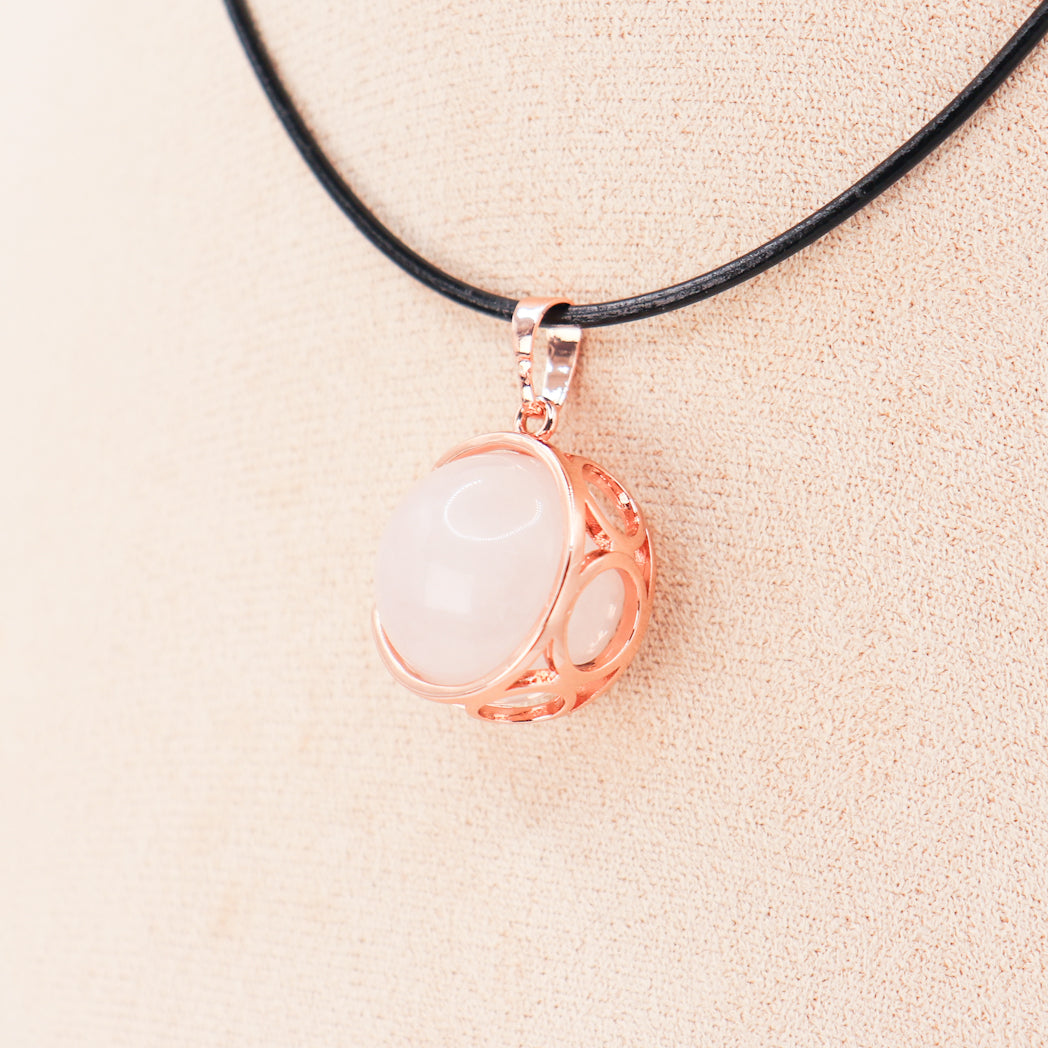 Pendentif | Sphère de Lune en Quartz rose